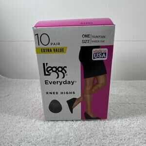 L'eggs Everyday Knee Highs One Size SUNTAN Sheer Toe 10 pairs 43202